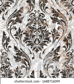 Vector damask seamless pattern background. Classical luxury old fashioned damask ornament, royal victorian seamless texture for wallpapers, textile, wrapping. Exquisite floral baroque template.