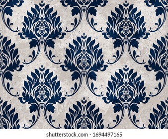 Vector damask seamless pattern background. Classical luxury old fashioned damask ornament, royal victorian seamless texture for wallpapers, textile, wrapping. Exquisite floral baroque template.