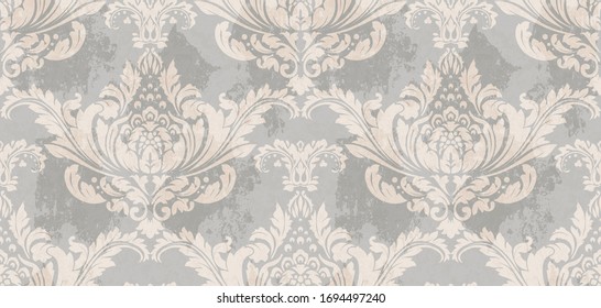 Vector damask seamless pattern background. Classical luxury old fashioned damask ornament, royal victorian seamless texture for wallpapers, textile, wrapping. Exquisite floral baroque template.