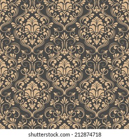 Vector damask seamless pattern background. Elegant luxury texture for wallpapers, backgrounds and page fill.