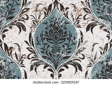 Vector damask seamless pattern background. Classical luxury old fashioned damask ornament, royal victorian seamless texture for wallpapers, textile, wrapping. Exquisite floral baroque template.