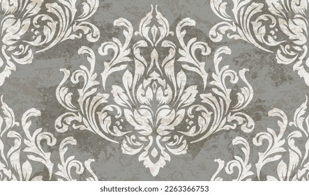 Vector damask seamless pattern background. Classical luxury old fashioned damask ornament, royal victorian seamless texture for wallpapers, textile, wrapping. Exquisite floral baroque template.