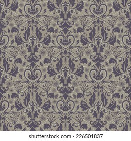 Vector damask seamless pattern background. Elegant luxury texture for wallpapers, backgrounds and page fill.