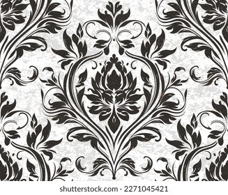 Vector damask seamless pattern background. Classical luxury old fashioned damask ornament, royal victorian seamless texture for wallpapers, textile, wrapping. Exquisite floral baroque template.
