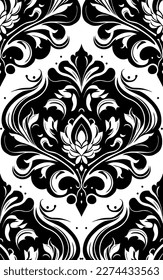 Vector damask seamless pattern background. Classical luxury old fashioned damask ornament, royal victorian seamless texture for wallpapers, textile, wrapping. Exquisite floral baroque template.