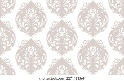 Vector damask seamless pattern background. Classical luxury old fashioned damask ornament, royal victorian seamless texture for wallpapers, textile, wrapping. Exquisite floral baroque template.