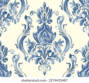 Vector damask seamless pattern background. Classical luxury old fashioned damask ornament, royal victorian seamless texture for wallpapers, textile, wrapping. 