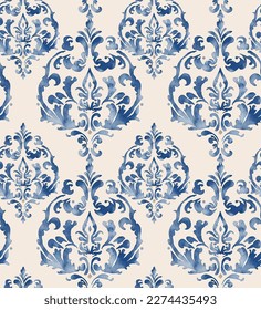Vector damask seamless pattern background. Classical luxury old fashioned damask ornament, royal victorian seamless texture for wallpapers, textile, wrapping. 