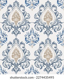 Vector damask seamless pattern background. Classical luxury old fashioned damask ornament, royal victorian seamless texture for wallpapers, textile, wrapping. 