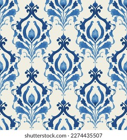 Vector damask seamless pattern background. Classical luxury old fashioned damask ornament, royal victorian seamless texture for wallpapers, textile, wrapping. 