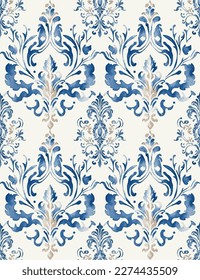 Vector damask seamless pattern background. Classical luxury old fashioned damask ornament, royal victorian seamless texture for wallpapers, textile, wrapping. 