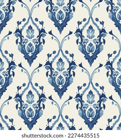 Vector damask seamless pattern background. Classical luxury old fashioned damask ornament, royal victorian seamless texture for wallpapers, textile, wrapping. 