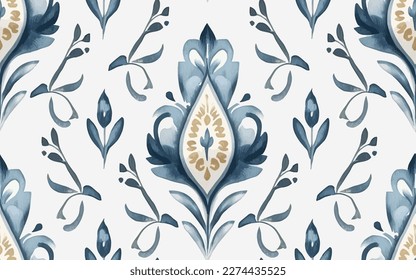 Vector damask seamless pattern background. Classical luxury old fashioned damask ornament, royal victorian seamless texture for wallpapers, textile, wrapping. 