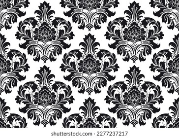 Vector damask seamless pattern background. Classical luxury old fashioned damask ornament, royal victorian seamless texture for wallpapers, textile, wrapping. Exquisite floral baroque template.