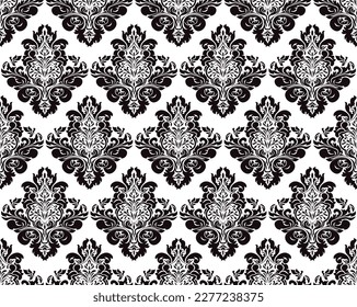 Vector damask seamless pattern background. Classical luxury old fashioned damask ornament, royal victorian seamless texture for wallpapers, textile, wrapping. Exquisite floral baroque template.
