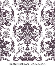 Vector damask seamless pattern background. Classical luxury old fashioned damask ornament, royal victorian seamless texture for wallpapers, textile, wrapping. Exquisite floral baroque template.
