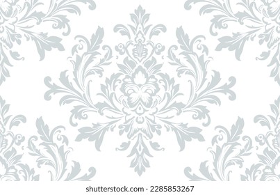 Vector damask seamless pattern background. Classical luxury old fashioned damask ornament, royal victorian seamless texture for wallpapers, textile, wrapping. Exquisite floral baroque template.