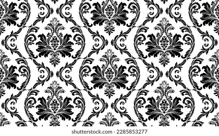 Vector damask seamless pattern background. Classical luxury old fashioned damask ornament, royal victorian seamless texture for wallpapers, textile, wrapping. Exquisite floral baroque template.