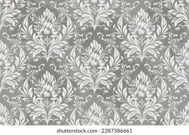 Vector damask seamless pattern background. Classical luxury old fashioned damask ornament, royal victorian seamless texture for wallpapers, textile, wrapping. Exquisite floral baroque template.
