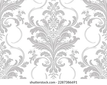 Vector damask seamless pattern background. Classical luxury old fashioned damask ornament, royal victorian seamless texture for wallpapers, textile, wrapping. Exquisite floral baroque template.