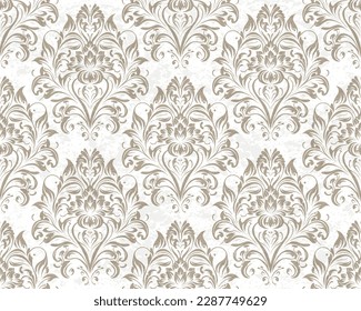 Image vectorielle arrière-plan damassé harmonieux, motif harmonieux. Luxe classique, ornement damassé classique, texture royale victorienne harmonieuse pour papiers peints, textile, enveloppement. Exquis modèle baroque floral.