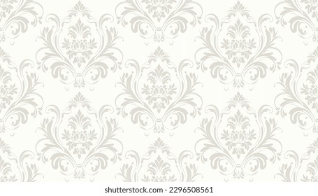 Image vectorielle arrière-plan damassé harmonieux, motif harmonieux. Luxe classique, ornement damassé classique, texture royale victorienne harmonieuse pour papiers peints, textile, enveloppement. Exquis modèle baroque floral.