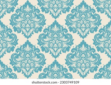 Vector damask seamless pattern background. Classical luxury old fashioned damask ornament, royal victorian seamless texture for wallpapers, textile, wrapping. Exquisite floral baroque template.