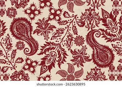 Vector damask seamless pattern background. Ikat floral embroidery.Ethnic oriental traditional.Aztec African boho paisley patterns. Design for texture, fabric, clothing, wrapping, decoration
