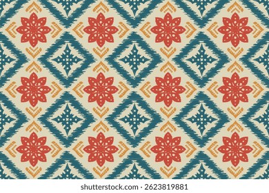 Máscara de vetor plano de fundo padrão sem costura. Elegante textura de luxo para papéis de parede, decoração.Motifs Ikat floral bordado.Padrão oriental étnico tradicional.Geometric flor folclore ornamentos.