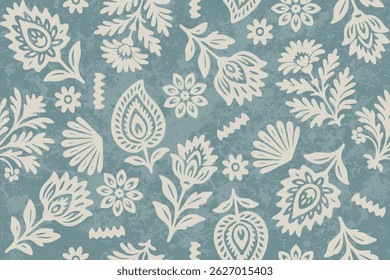Vector damask seamless pattern background. Ikat floral embroidery.Ethnic oriental traditional.Aztec African boho paisley patterns. Design for texture, fabric, clothing, wrapping, decoration