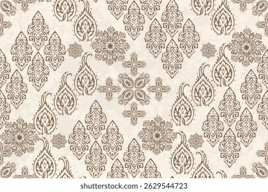 Máscara de vetor plano de fundo padrão sem costura. Mancha de retalhos abstrata Ikat floral boridery.Ethnic oriental tradicional. Padrões astecas de boho paisley africanos. Design para textura, tecido, roupas, decoração