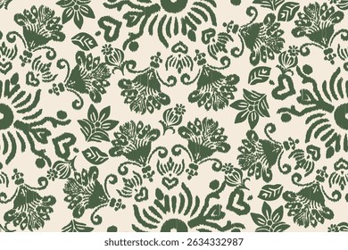 Vector damask seamless pattern background. Elegant luxury texture for wallpapers, backgrounds, and page fill.Motifs Ikat floral embroidery.ethnic oriental pattern traditional.geometric folklore