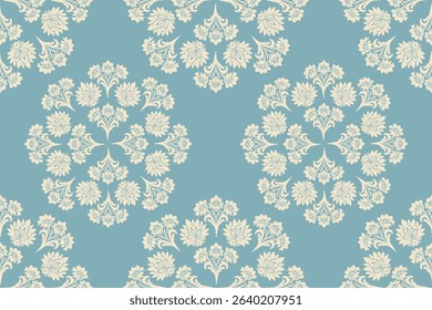 Vector damask seamless pattern background. Elegant luxury texture for wallpapers, backgrounds, and page fill.Motifs Ikat floral embroidery.ethnic oriental pattern traditional.geometric folklore 