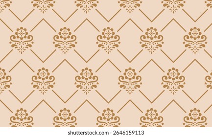 Máscara de vetor plano de fundo padrão sem costura. Ornamento damask clássico de luxo antigo, textura real vitoriana sem emenda para papéis de parede,
 têxtil, de embrulho. Modelo de barroco floral requintado.

