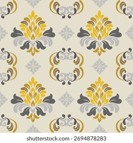 Vector damask seamless pattern background. Classical luxury old fashioned damask ornament, royal victorian seamless 