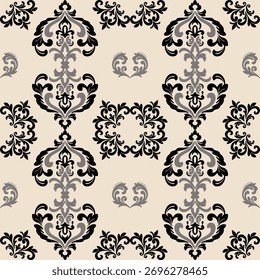 Máscara de vetor plano de fundo padrão sem costura. Ornamento damáscara antiquado de luxo clássico, vitoriano real sem costura 