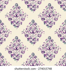 Vector damask seamless pattern background with abstract colored triangles. Elegant luxury texture for wallpapers, backgrounds and page fill.