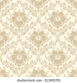 Vector damask seamless pattern background. Classical luxury old fashioned damask ornament, royal victorian seamless texture for wallpapers, textile, wrapping. Exquisite floral baroque template.