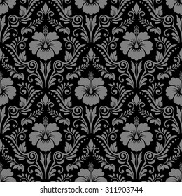 Vector damask seamless pattern background. Classical luxury old fashioned damask ornament, royal victorian seamless texture for wallpapers, textile, wrapping. Exquisite floral baroque template.