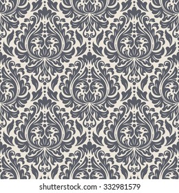 Vector damask seamless pattern background. Classical luxury old fashioned damask ornament, royal victorian seamless texture for wallpapers, textile, wrapping. Exquisite floral baroque template.