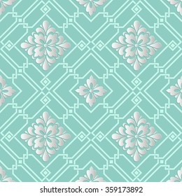 Vector damask seamless pattern background. Elegant luxury texture for wallpapers, backgrounds and page fill. 3D elements with shadows and highlights. Paper cut.