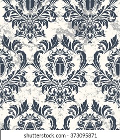 Vector damask seamless pattern background. Classical luxury old fashioned damask ornament, royal victorian seamless texture for wallpapers, textile, wrapping. Exquisite floral baroque template.