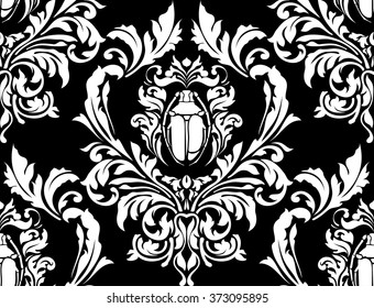 Vector damask seamless pattern background. Classical luxury old fashioned damask ornament, royal victorian seamless texture for wallpapers, textile, wrapping. Exquisite floral baroque template.