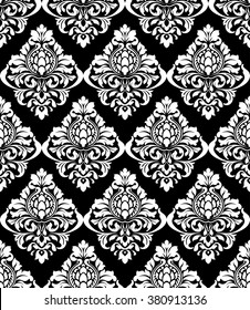 Vector damask seamless pattern background. Classical luxury old fashioned damask ornament, royal victorian seamless texture for wallpapers, textile, wrapping. Exquisite floral baroque template.