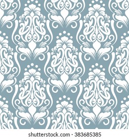 Vector damask seamless pattern background. Classical luxury old fashioned damask ornament, royal victorian seamless texture for wallpapers, textile, wrapping. Exquisite floral baroque template.