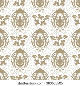 Vector damask seamless pattern background. Classical luxury old fashioned damask ornament, royal victorian seamless texture for wallpapers, textile, wrapping. Exquisite floral baroque template.