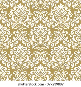 Vector damask seamless pattern background. Classical luxury old fashioned damask ornament, royal victorian seamless texture for wallpapers, textile, wrapping. Exquisite floral baroque template.