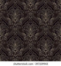 Vector damask seamless pattern background. Classical luxury old fashioned damask ornament, royal victorian seamless texture for wallpapers, textile, wrapping. Exquisite floral baroque template.