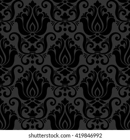 Vector damask seamless pattern background. Classical luxury old fashioned damask ornament, royal victorian seamless texture for wallpapers, textile, wrapping. Exquisite floral baroque template.