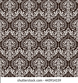 Vector damask seamless pattern background. Classical luxury old fashioned damask ornament, royal victorian seamless texture for wallpapers, textile, wrapping. Exquisite floral baroque template.
